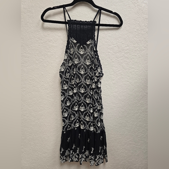 Anthropologie NWT Sheer Black Fully Embroidered mini dress Or Coverup Sz XS - Picture 6 of 12